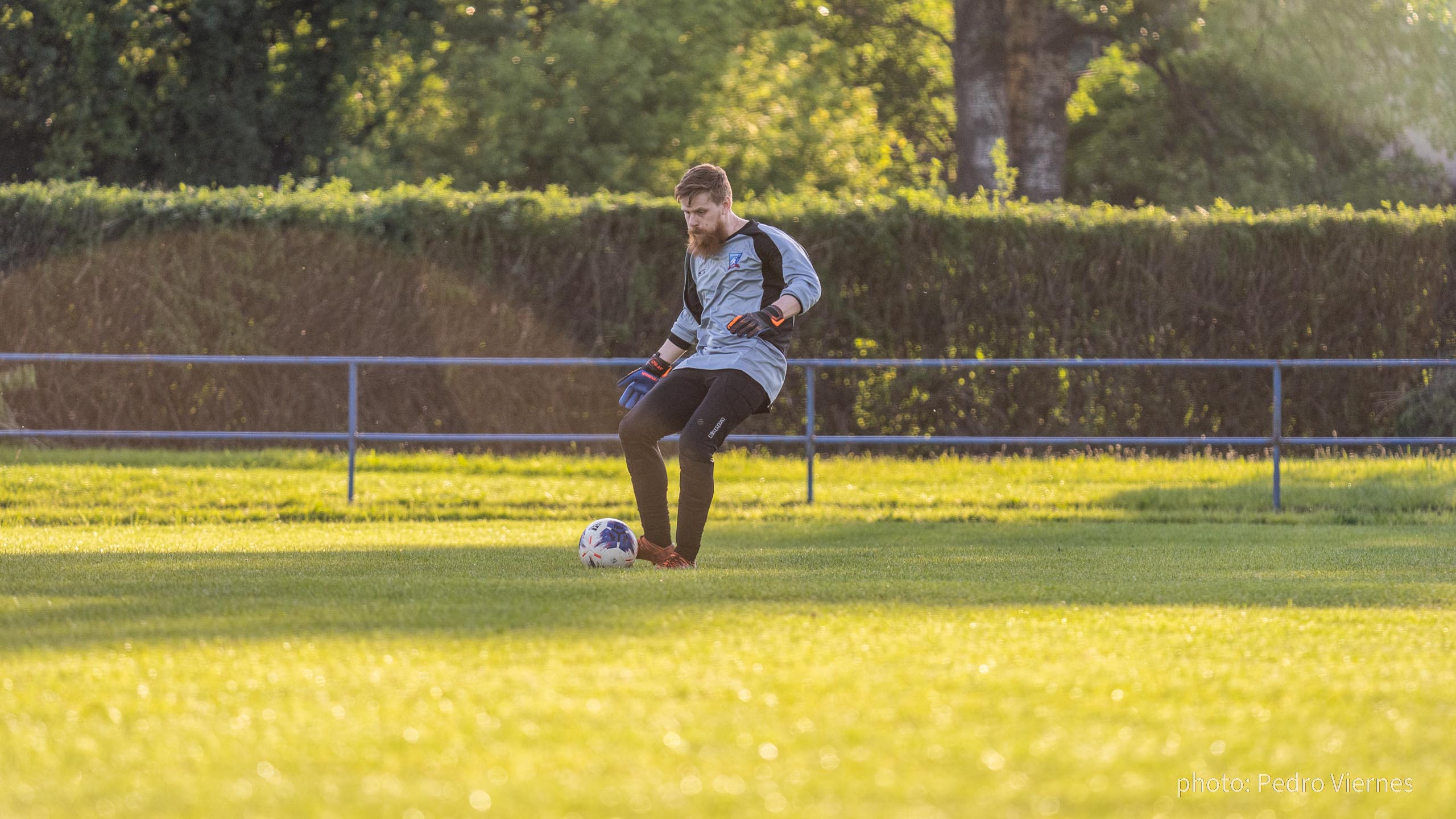 Dmytro Kontsevyi of Krakow Dragoons FC controlling the ball during a match