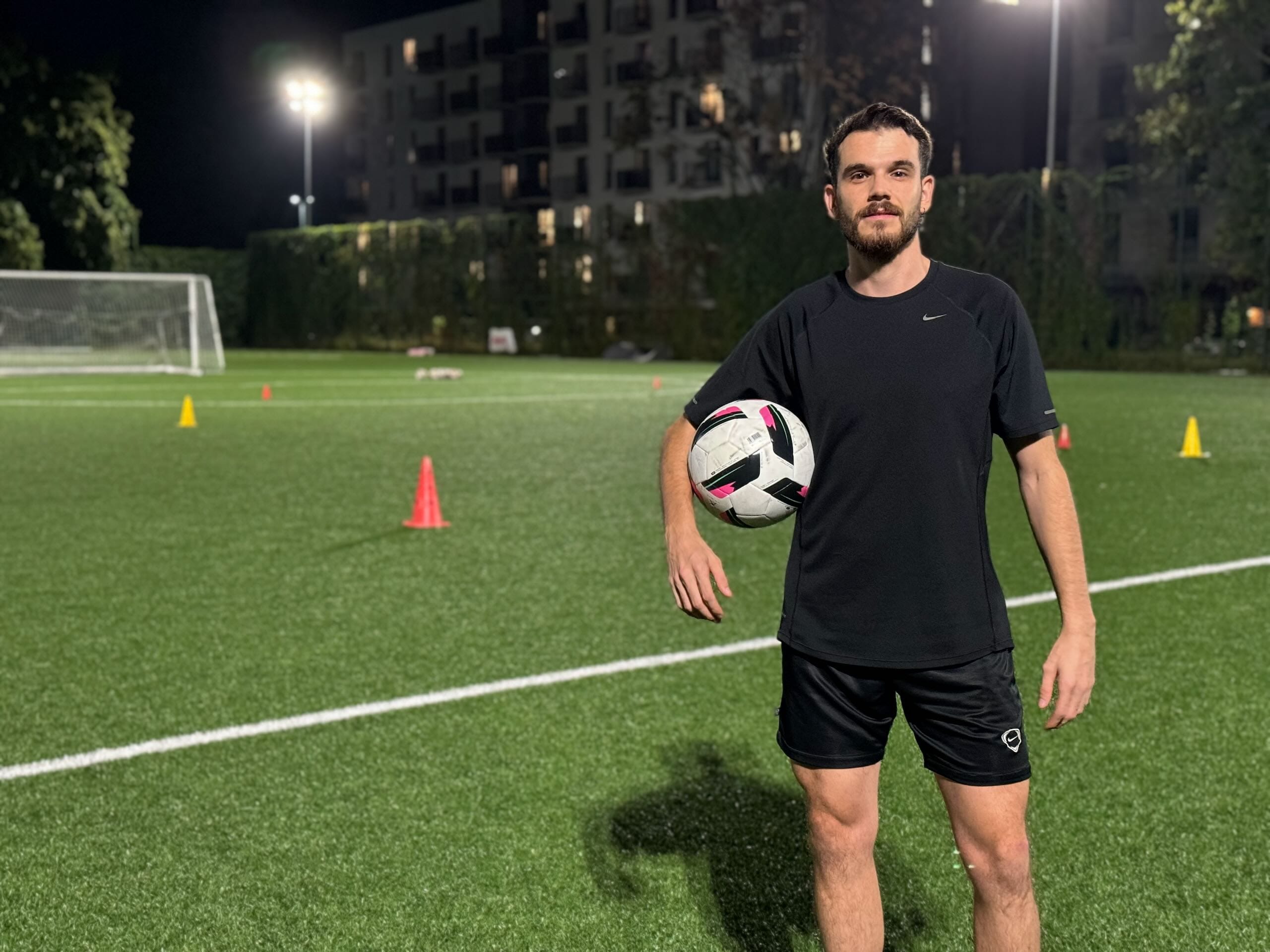 Fernando Gámez of Krakow Dragoons FC posing for a photo with a ball under his arm
