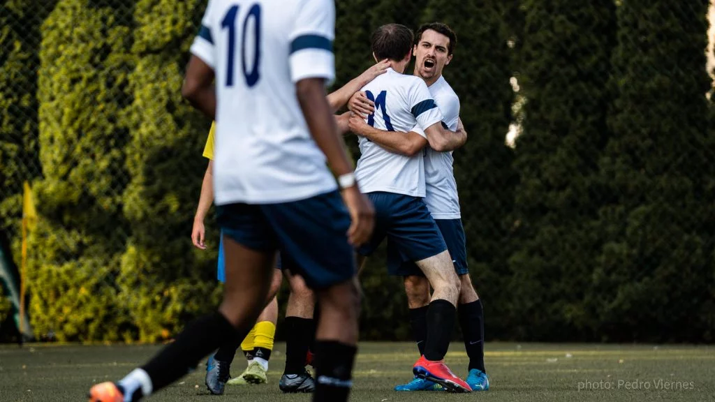 Krakow Dragoons FC celebrating a goal vs Albertus