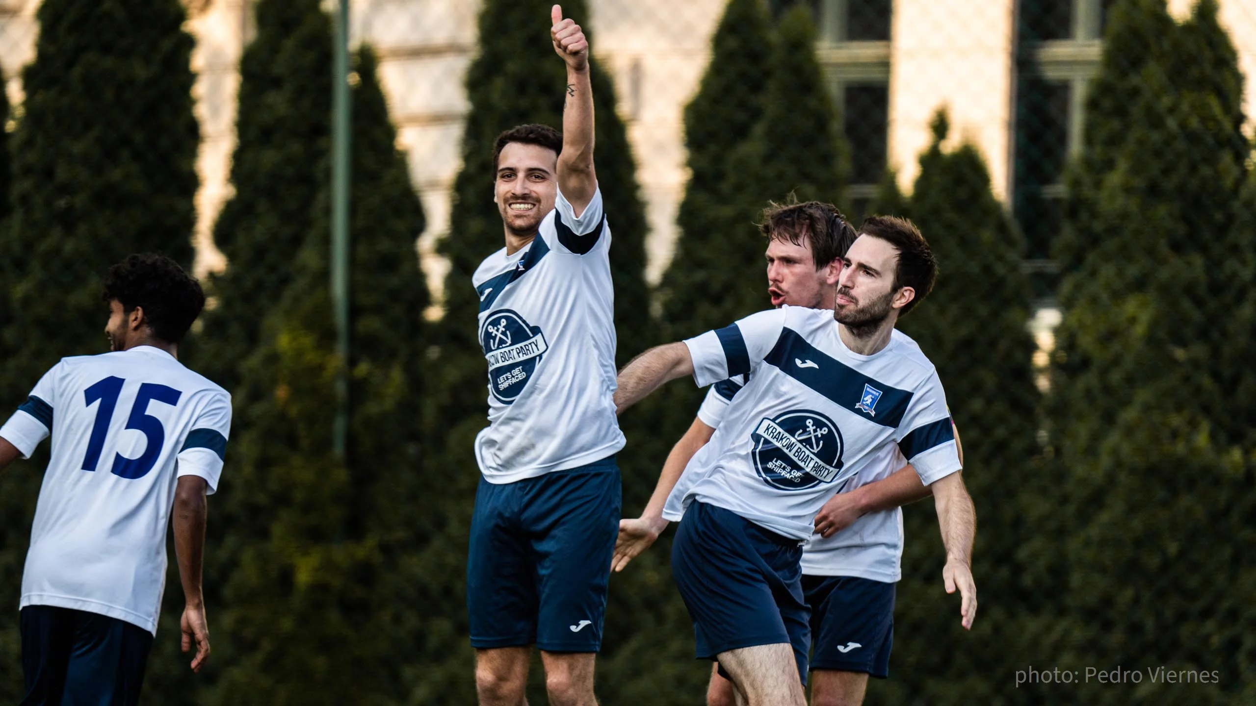 Krakow Dragoons FC celebrating a goal vs Albertus