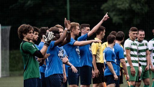 Krakow Dragoons FC saluting supporters vs Iskra Krzęcin