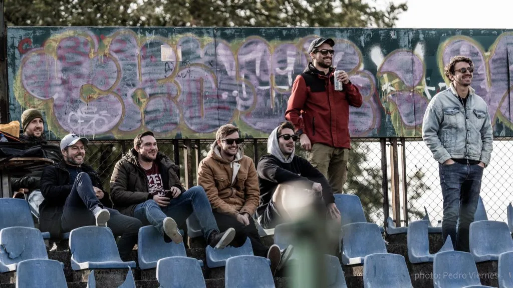 Krakow Dragoons FC players, staff and supporters on the stands