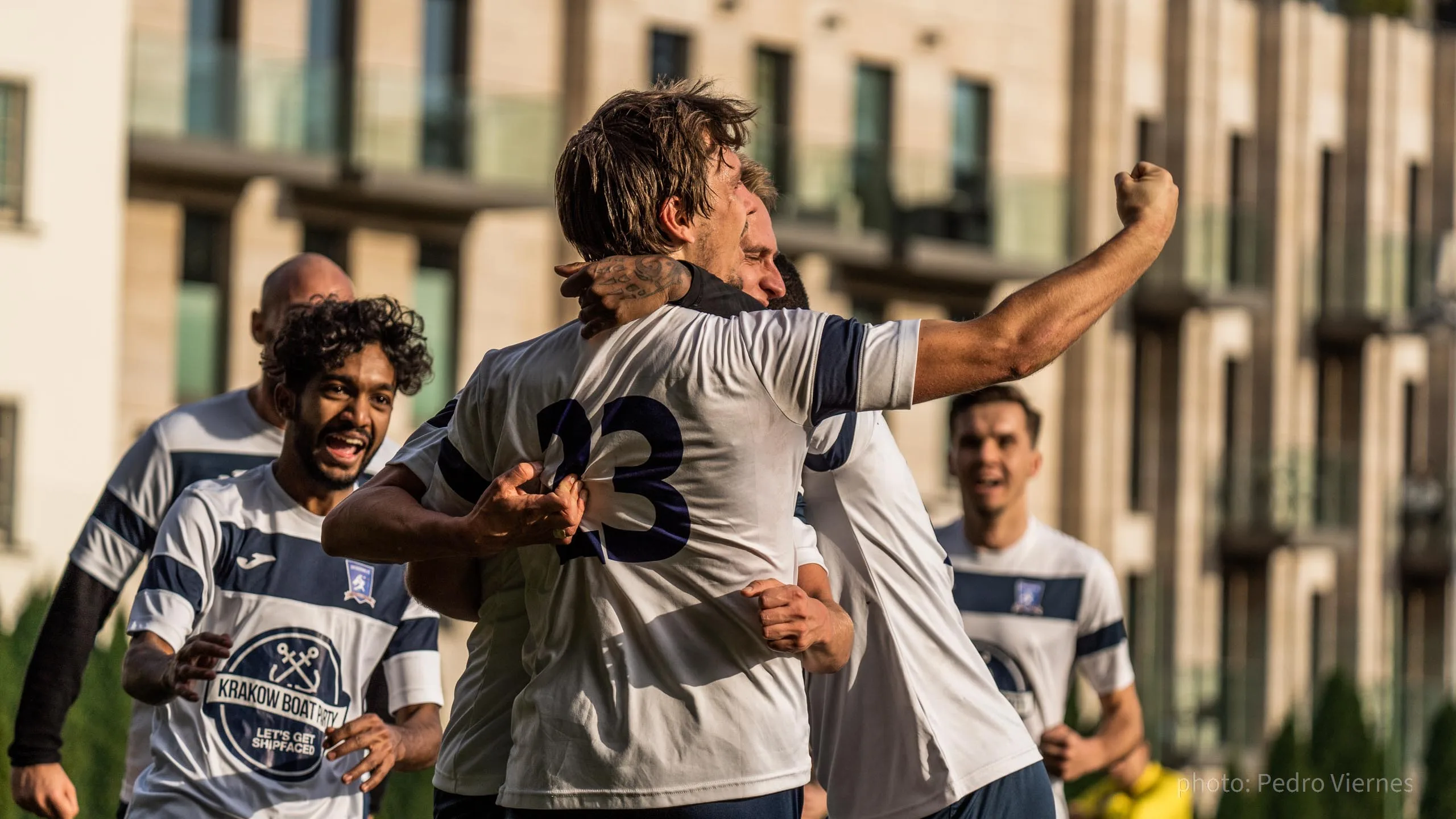 Krakow Dragoons FC celebrating a goal