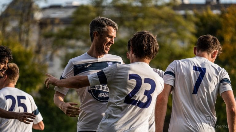 Krakow Dragoons FC celebrating a goal
