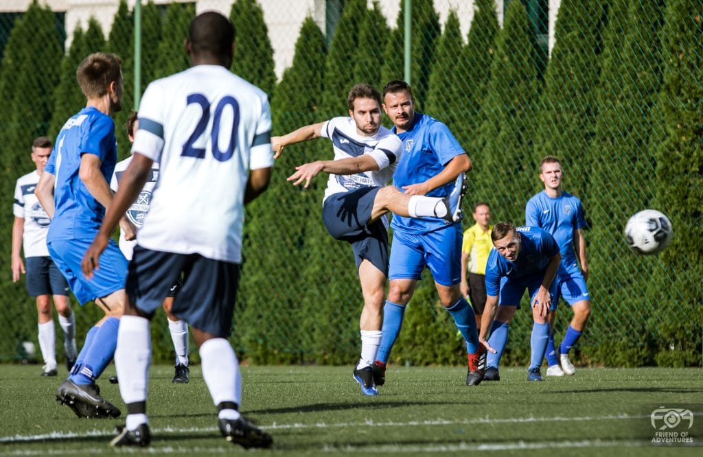 Edoardo Battaglion of Krakow Dragoons FC shooting vs Universum