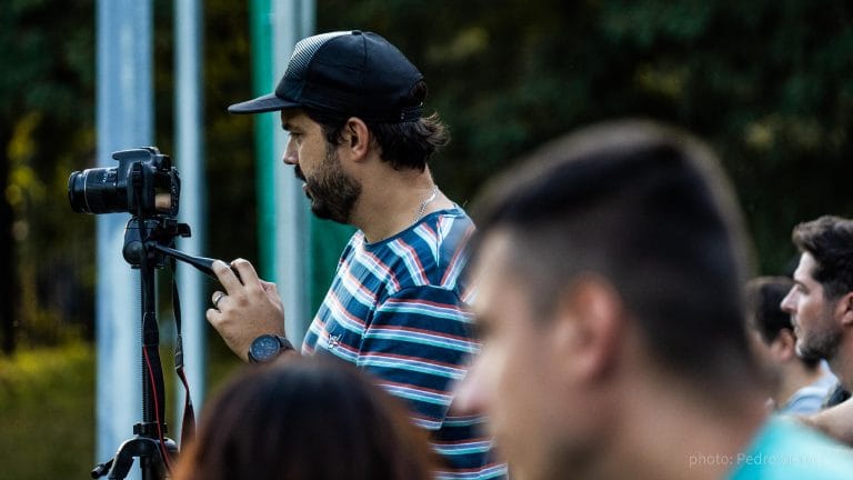 Alex Băcica of Krakow Dragoons FC recording a match with his camera