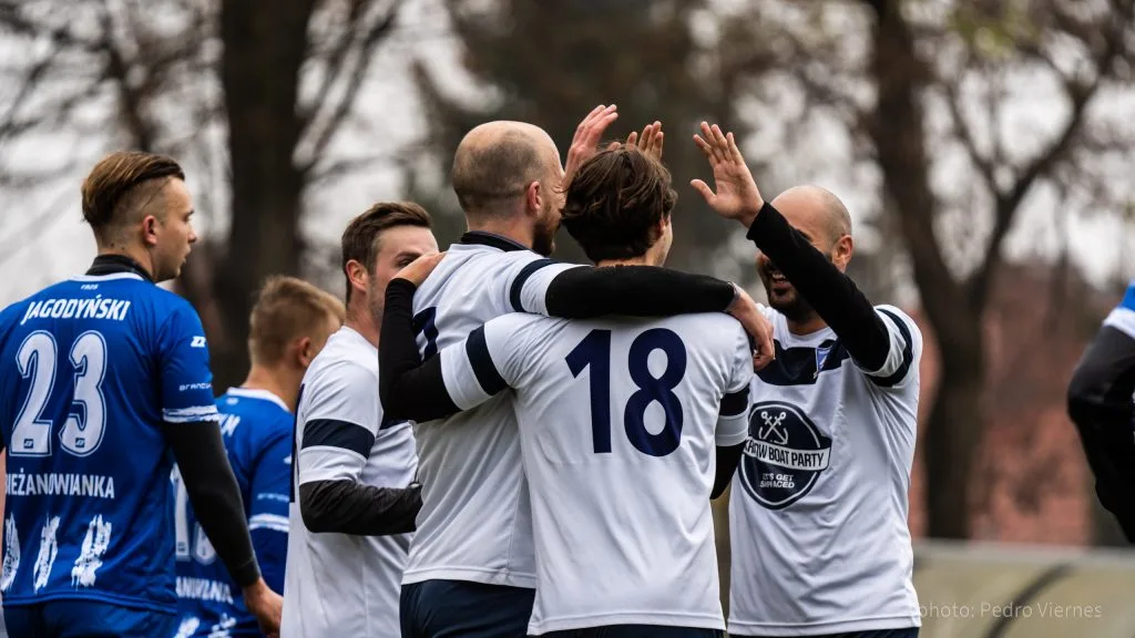 Krakow Dragoons FC celebrating a goal