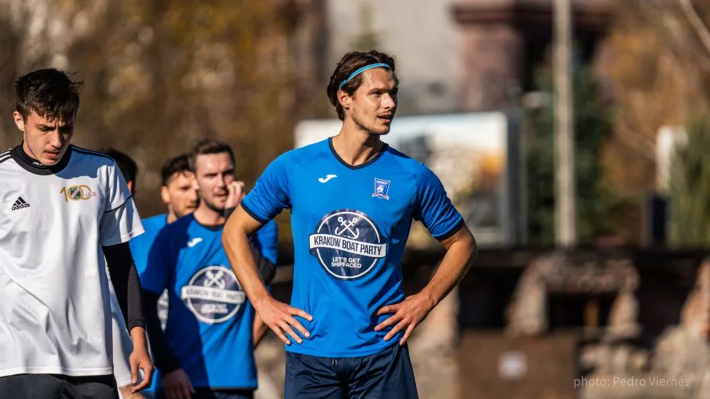 Josh Dawson of Krakow Dragoons FC vs Wawel