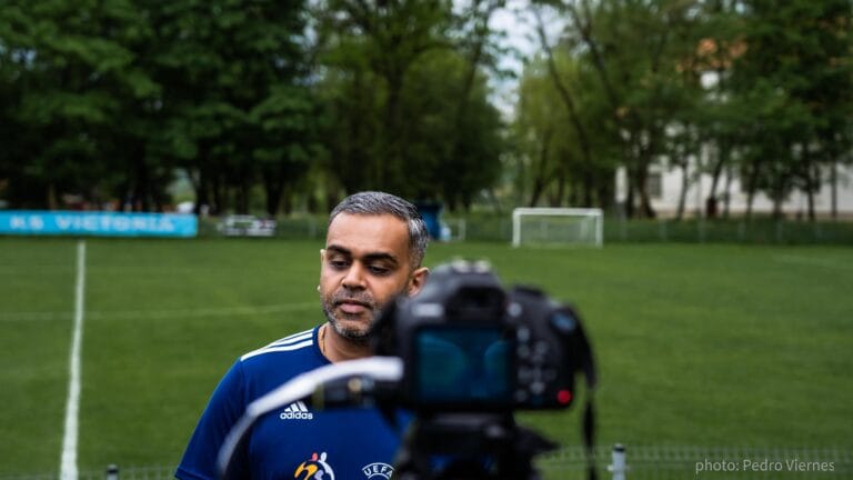 Ashvin Asani of Krakow Dragoons FC during an interview for the club