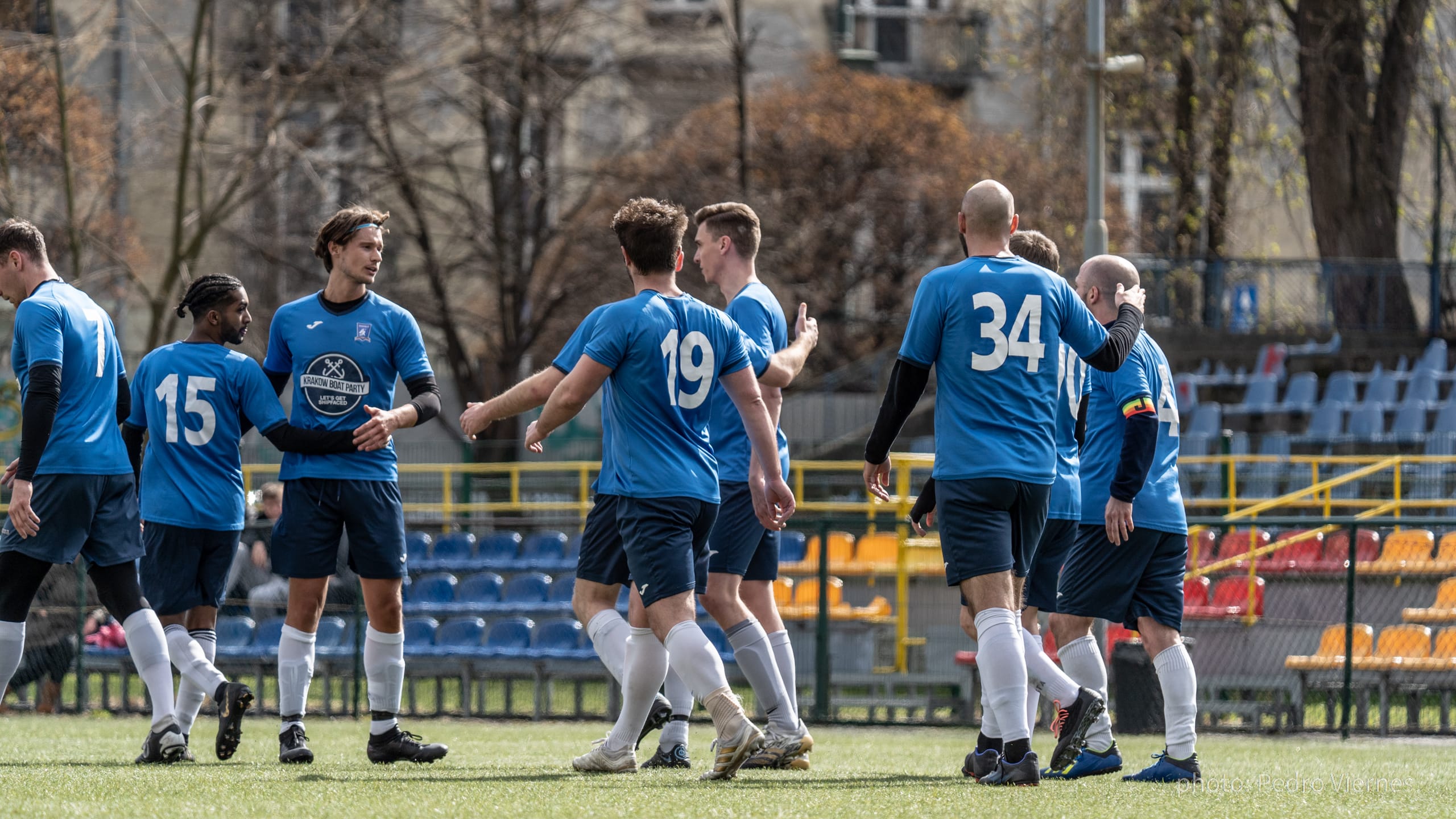 Krakow Dragoons FC celebrating a goal vs Opatkowianka