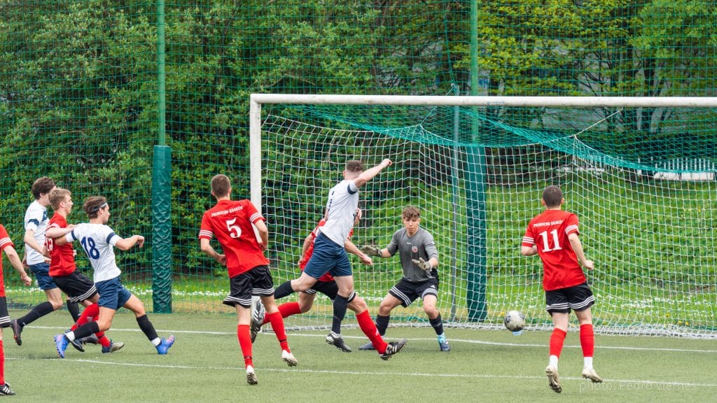 Krakow Dragoons FC scoring a goal vs Kolejarz/Prokocim II