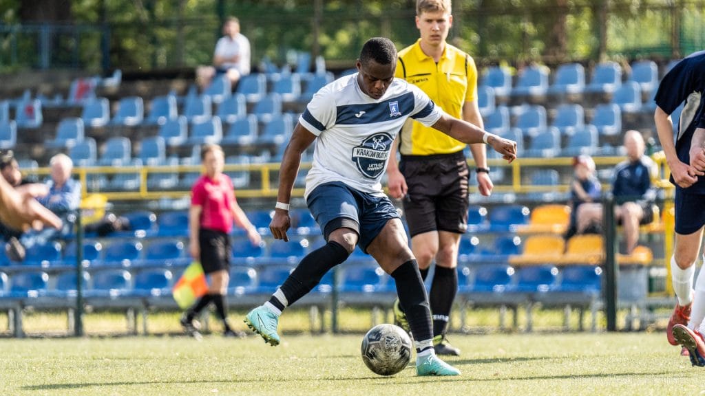 Flavio Nkola of Krakow Dragoons FC vs Tramwaj II