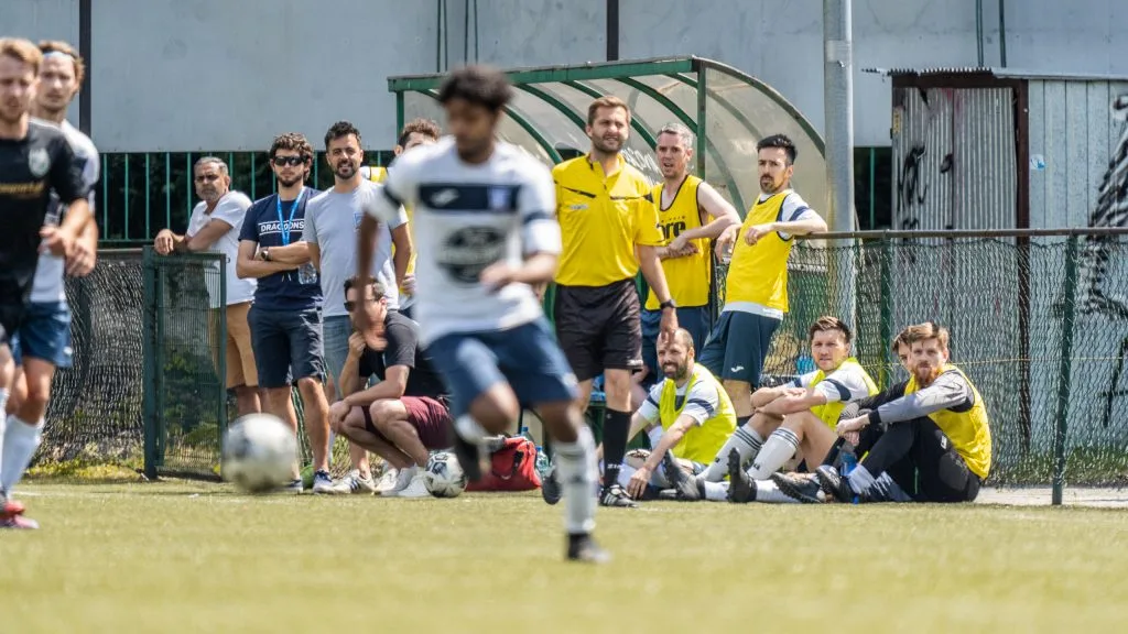 Krakow Dragoons FC bench vs Wawel