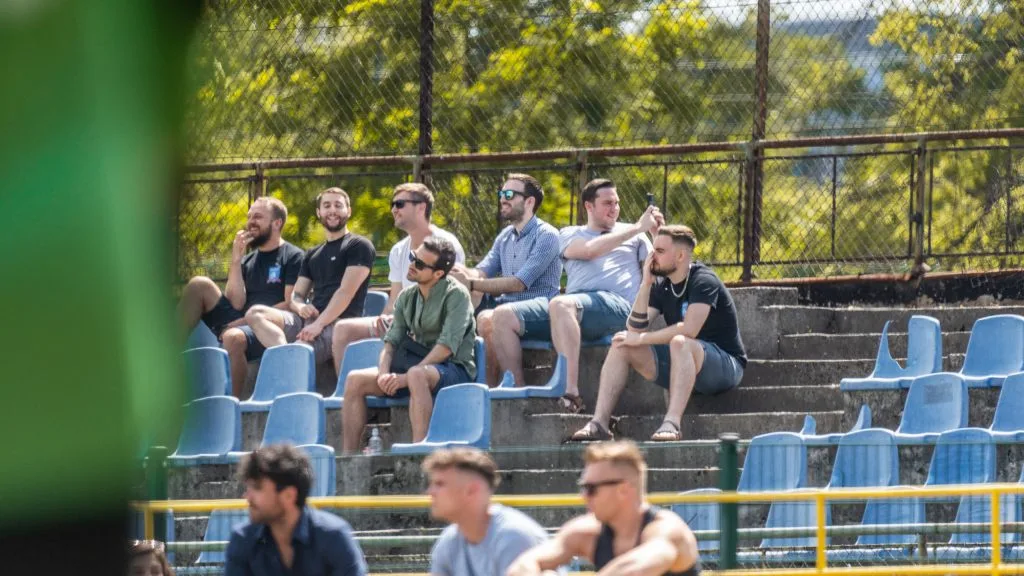 Krakow Dragoons FC supporters on the stands vs Wawel