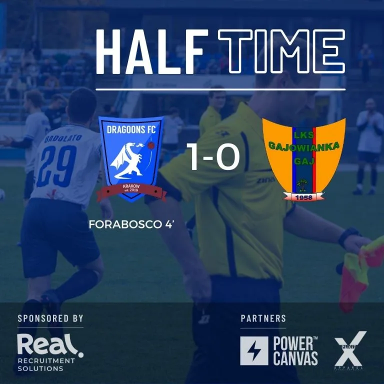 Krakow Dragoons FC vs Gajowianka Gaj half-time result (1-0)