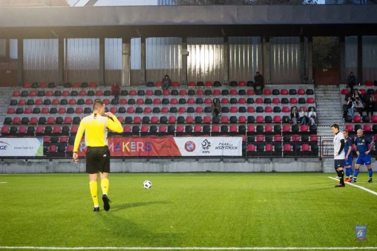 Enrico Forabosco of Krakow Dragoons FC preparing for a penalty kick vs Strzelcy