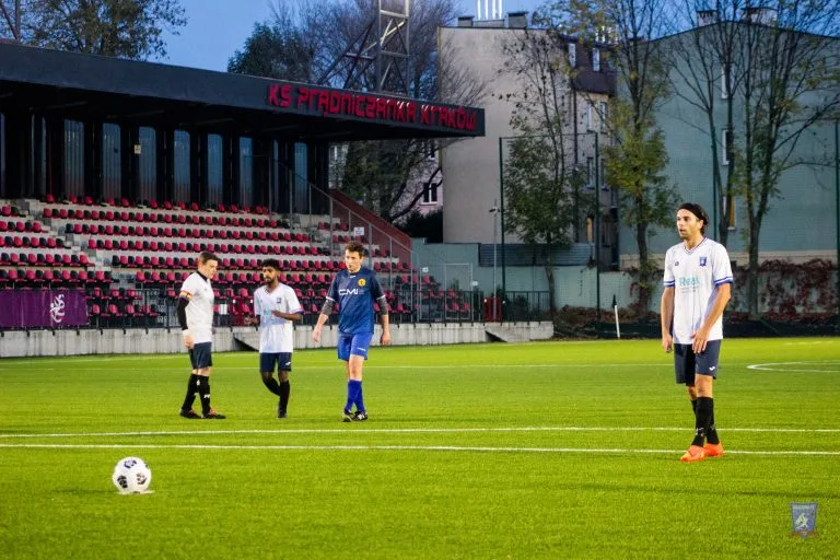 Alessandro Puerini of Krakow Dragoons FC preparing for a penalty kick vs Strzelcy