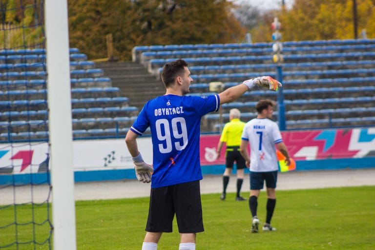 Marcin Obyrtacz of Krakow Dragoons FC giving indications to his team mates