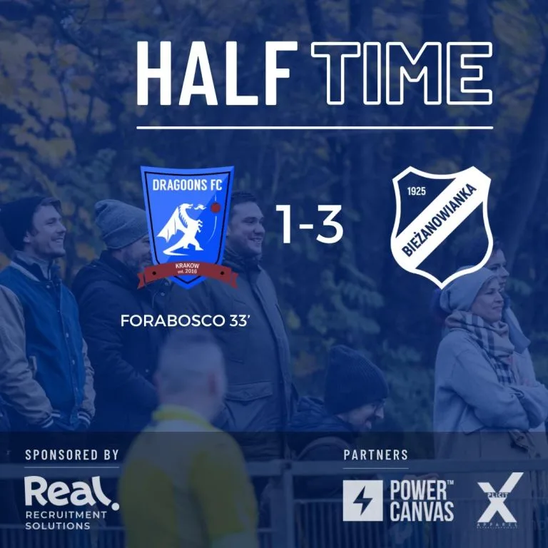 Krakow Dragoons FC vs Bieżanowianka half-time result (1-3)