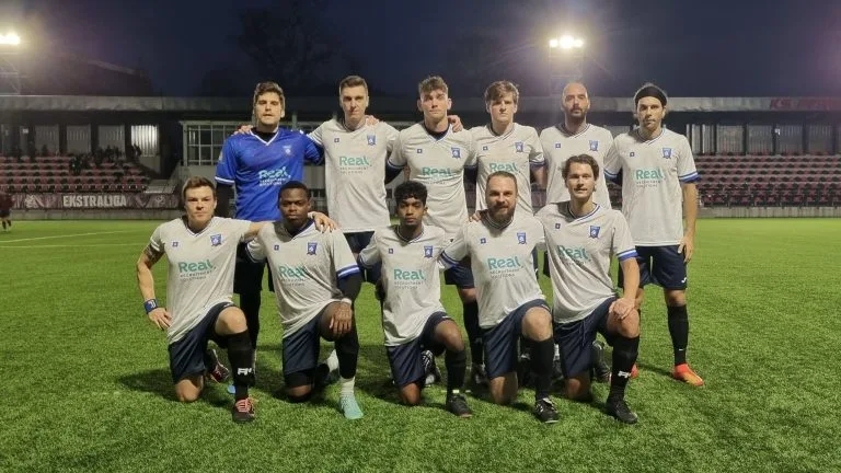 Krakow Dragoons FC starting 11 posing for a photo before the match vs Gajowianka Gaj