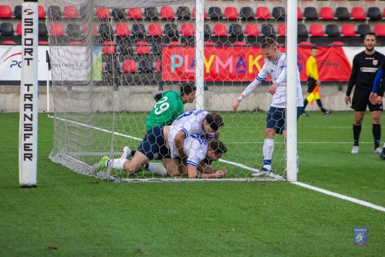 Krakow Dragoons FC celebrating a goal vs Podgórze