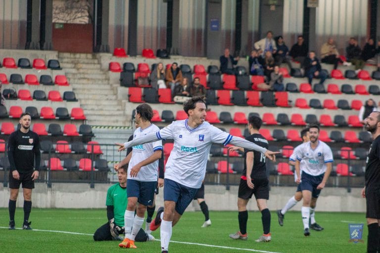 Andrea Latino of Krakow Dragoons FC celebrates scoring a goal