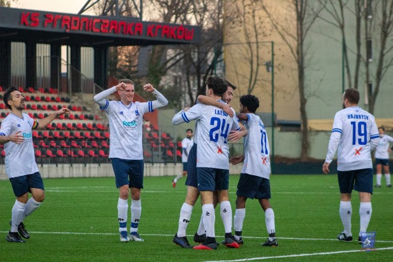 Krakow Dragoons FC celebrating a goal