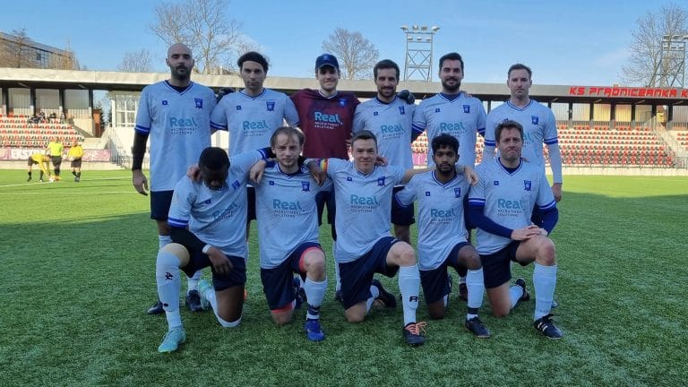 Krakow Dragoons FC starting 11 posing for a photo before the match vs Podgórze