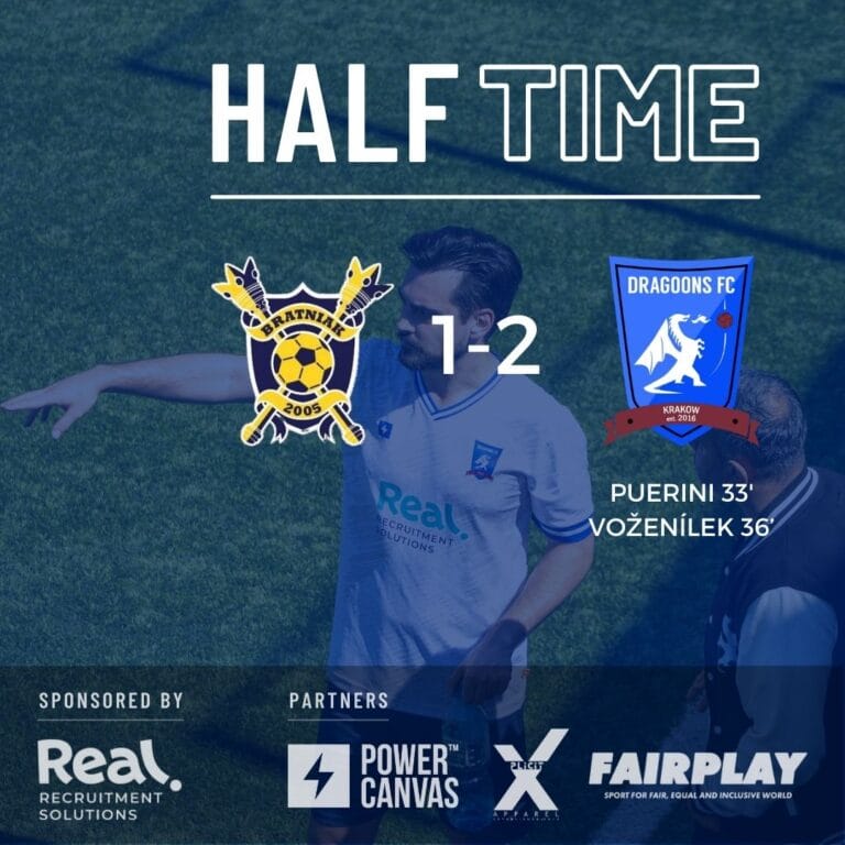 Bratniak vs Krakow Dragoons FC half-time result (1-2)