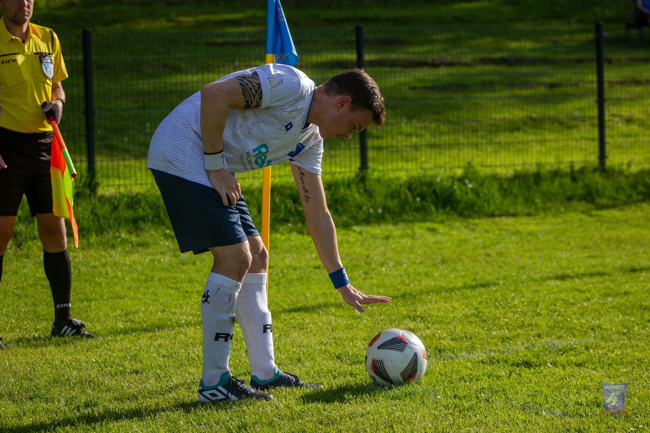 Enrico Forabosco of Krakow Dragoons FC preparing a corner kick