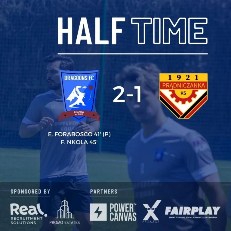 Krakow Dragoons FC vs Prądniczanka II half-time result (2-1)