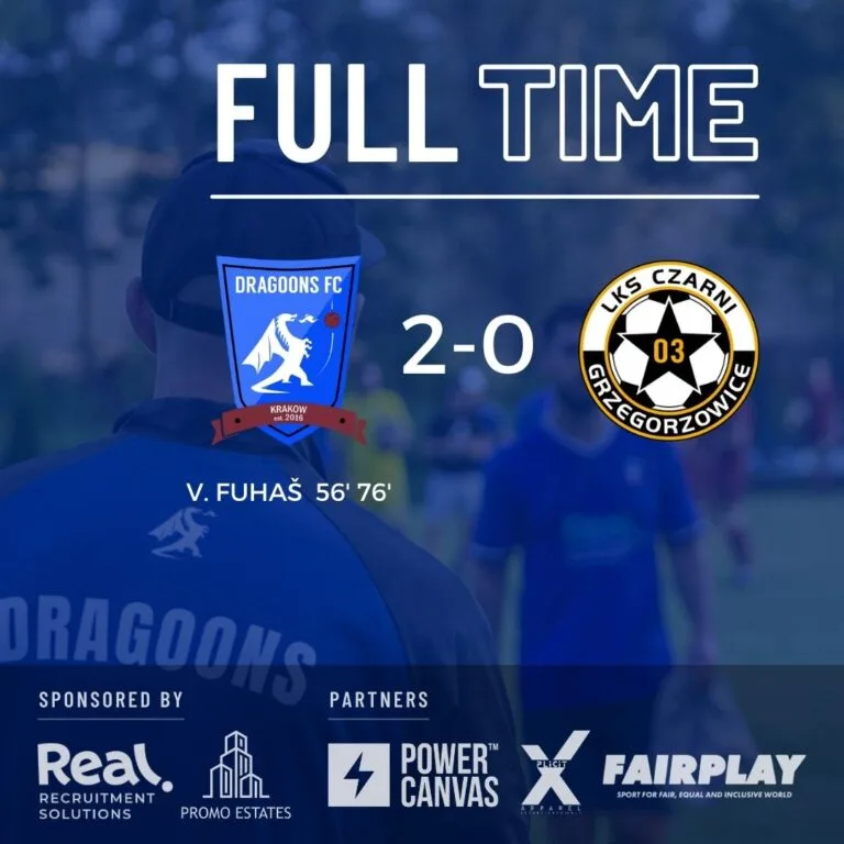 Krakow Dragoons FC vs Czarni 03 Grzegorzowice full-time result (2-0)
