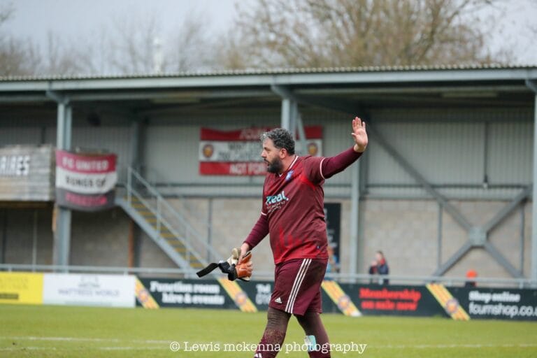 Lorenzo Bartolomei of Krakow Dragoons FC thanking the supporters