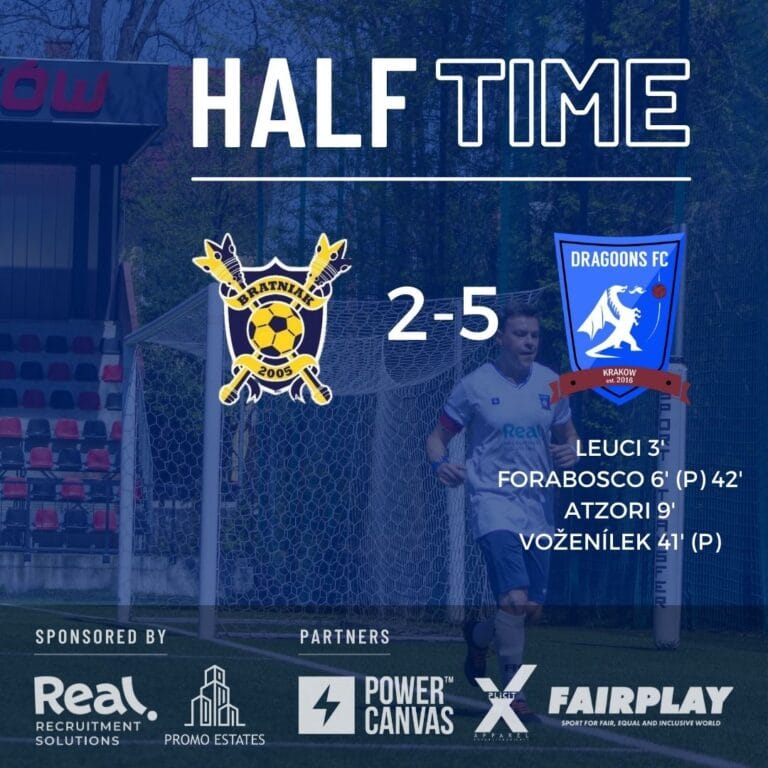 Bratniak vs Krakow Dragoons FC half-time result (2-5)