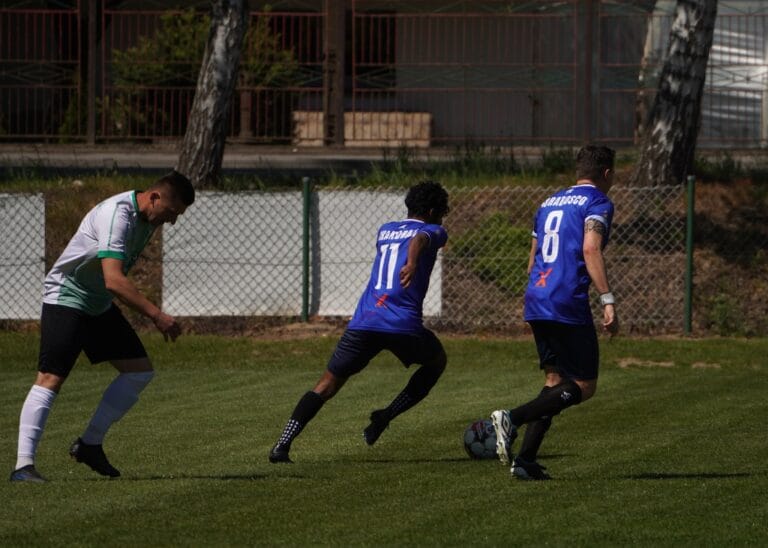 Rohit Chandran of Krakow Dragoons FC going out from a dribble