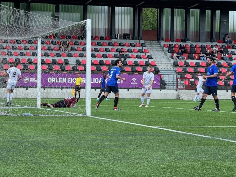 Marcin Obyrtacz of Krakow Dragoons FC secures the ball on the floor