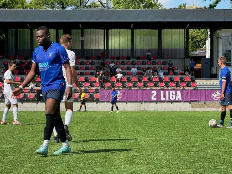 Rob Smits and Flavio Nkola of Krakow Dragoons FC