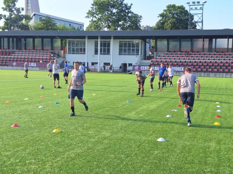 Krakow Dragoons FC players warming up