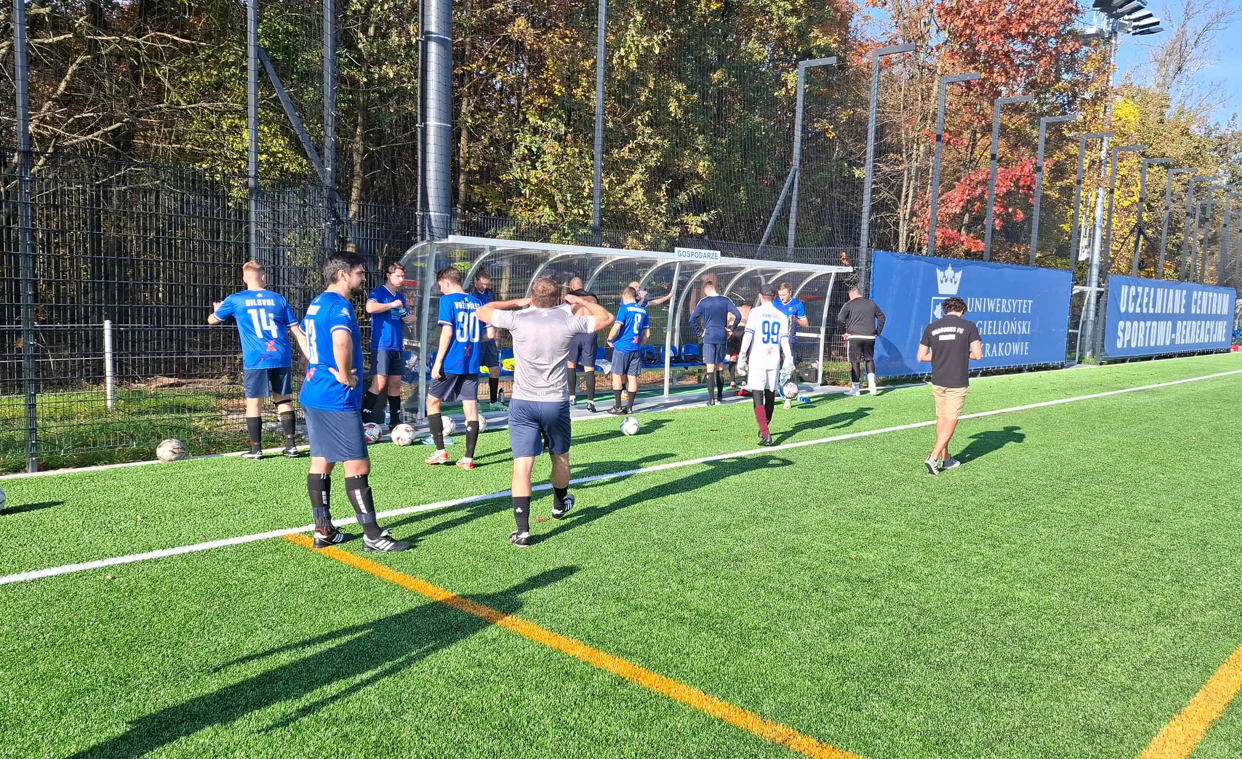 Krakow Dragoons FC players walking to the sideline