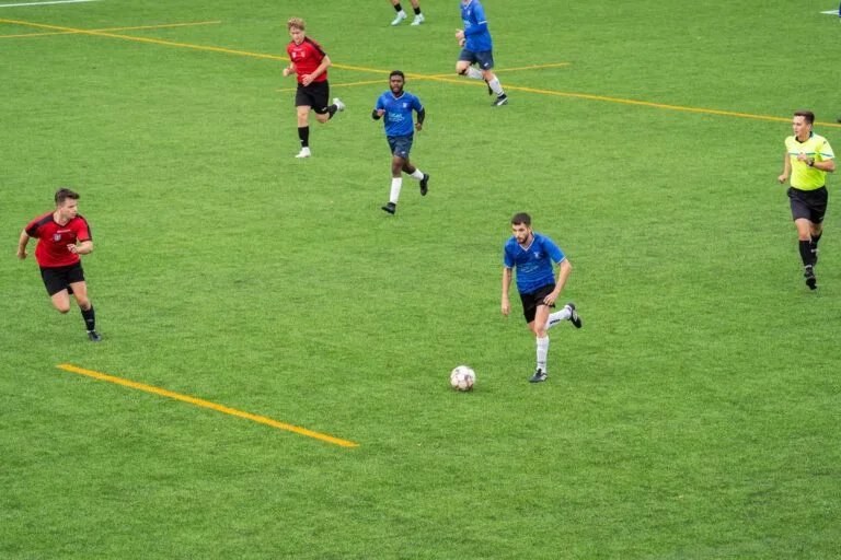 Fernando Gámez of Krakow Dragoons FC carrying the ball forward