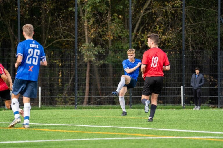 Jan Kołodziejski of Krakow Dragoons FC shoots for the only Dragoons goal of the match