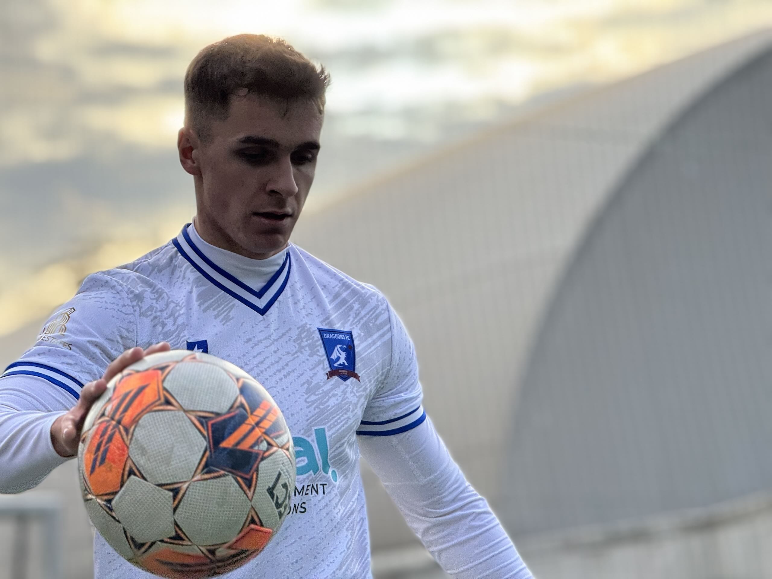 Gracjan Bałuch of Krakow Dragoons FC preparing a throw-in