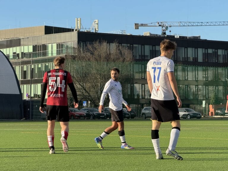 Players of Krakow Dragoons FC and KS Podgórze during match