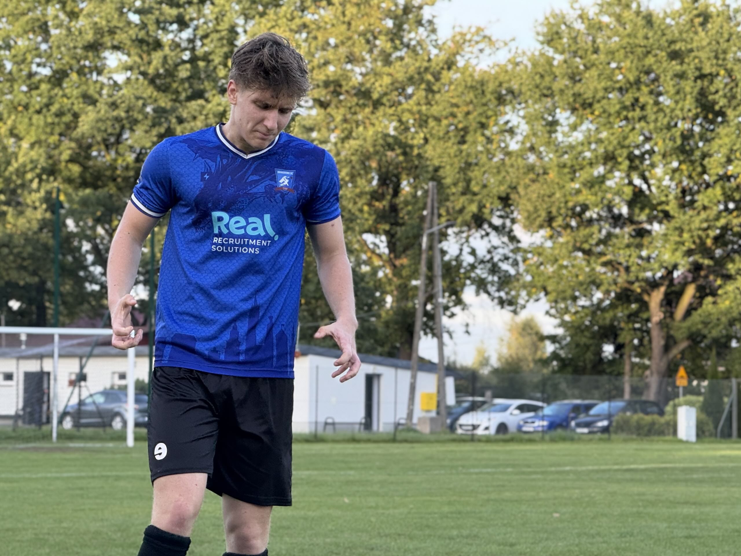 Jan Kołodziejski of Krakow Dragoons FC expressing his frustration after a poor team performance