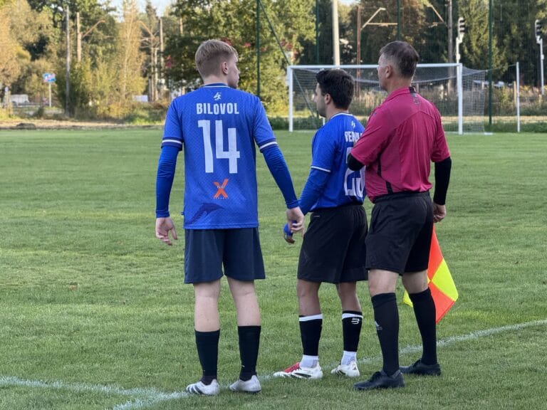 Krakow Dragoons FC subs ready to enter the pitch